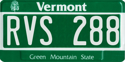 VT license plate RVS288