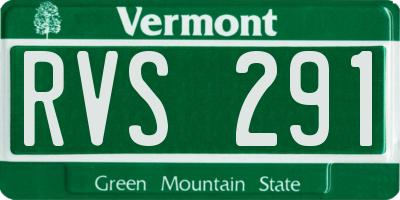 VT license plate RVS291