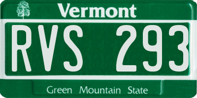 VT license plate RVS293