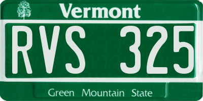 VT license plate RVS325