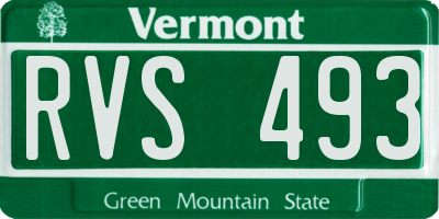 VT license plate RVS493