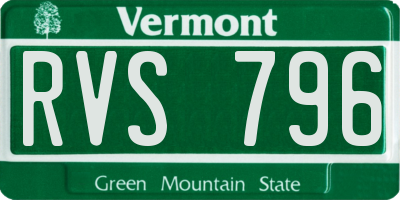VT license plate RVS796
