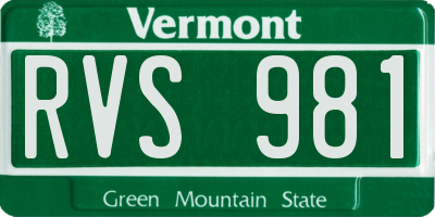 VT license plate RVS981
