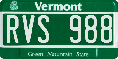 VT license plate RVS988