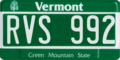 VT license plate RVS992