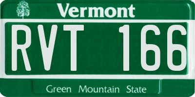 VT license plate RVT166