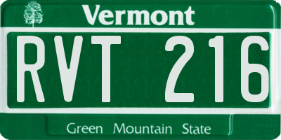 VT license plate RVT216