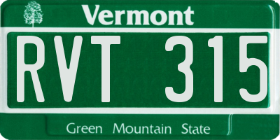 VT license plate RVT315