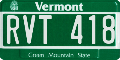 VT license plate RVT418