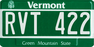 VT license plate RVT422