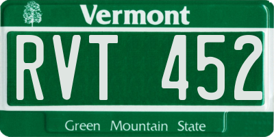 VT license plate RVT452