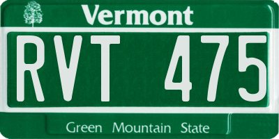 VT license plate RVT475