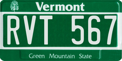 VT license plate RVT567