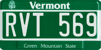VT license plate RVT569