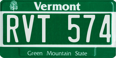 VT license plate RVT574