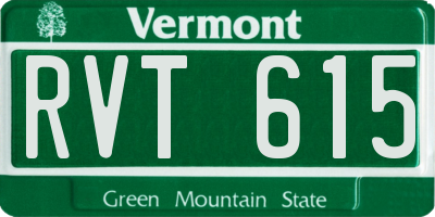 VT license plate RVT615