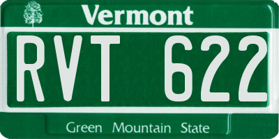 VT license plate RVT622