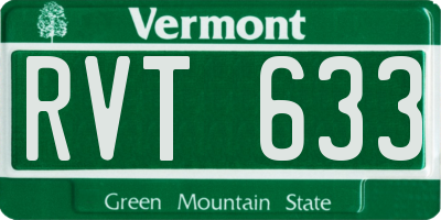 VT license plate RVT633