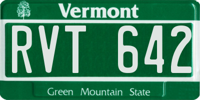 VT license plate RVT642