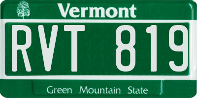 VT license plate RVT819