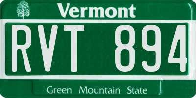 VT license plate RVT894