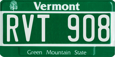 VT license plate RVT908