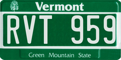 VT license plate RVT959