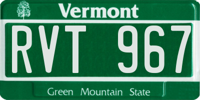 VT license plate RVT967