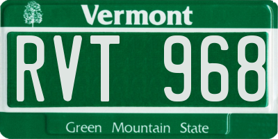VT license plate RVT968