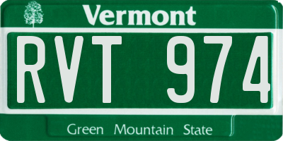 VT license plate RVT974