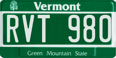 VT license plate RVT980
