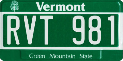 VT license plate RVT981
