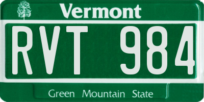 VT license plate RVT984