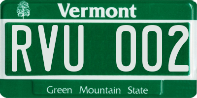 VT license plate RVU002