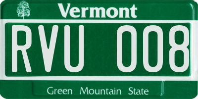 VT license plate RVU008