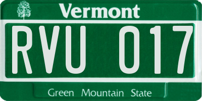 VT license plate RVU017