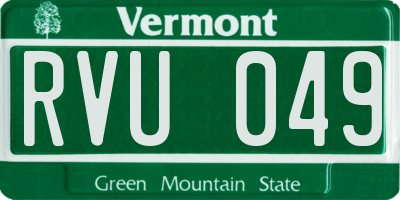VT license plate RVU049