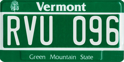 VT license plate RVU096