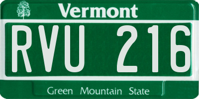 VT license plate RVU216