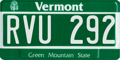 VT license plate RVU292