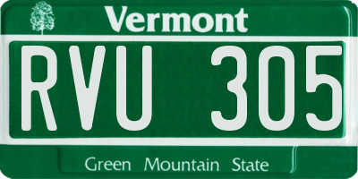 VT license plate RVU305