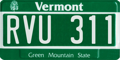 VT license plate RVU311