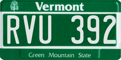VT license plate RVU392