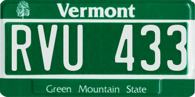 VT license plate RVU433