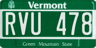 VT license plate RVU478