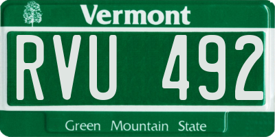 VT license plate RVU492