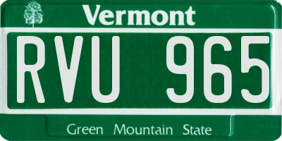 VT license plate RVU965