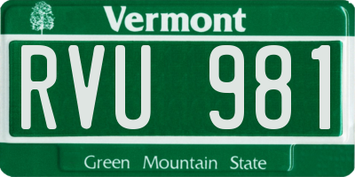 VT license plate RVU981