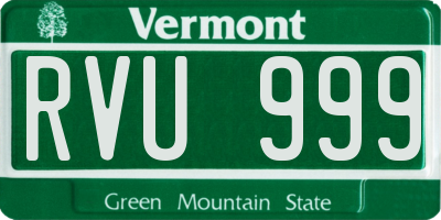 VT license plate RVU999