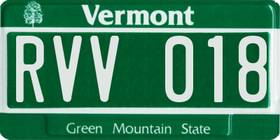 VT license plate RVV018